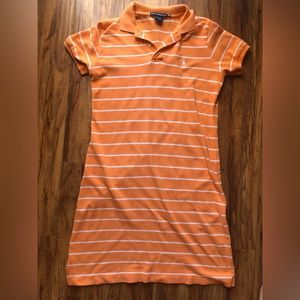 Ralph Lauren Sport Orange & White Striped Polo T-shirt dress